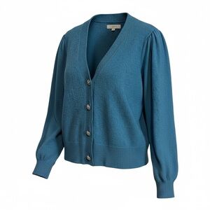 Loft Blue Long Sleeve V-neck Cardigan size M